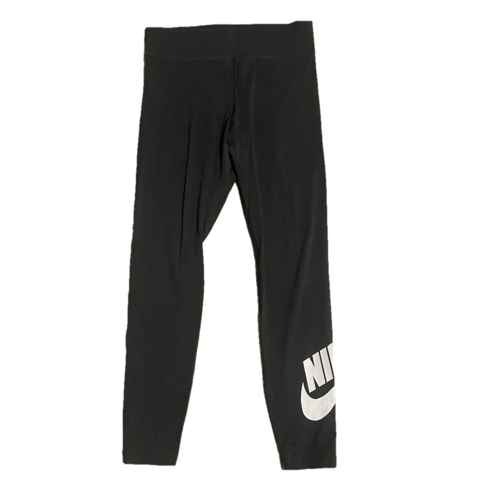 Nike Black Leggings Swoosh Logo Women Medium Athletic Workout